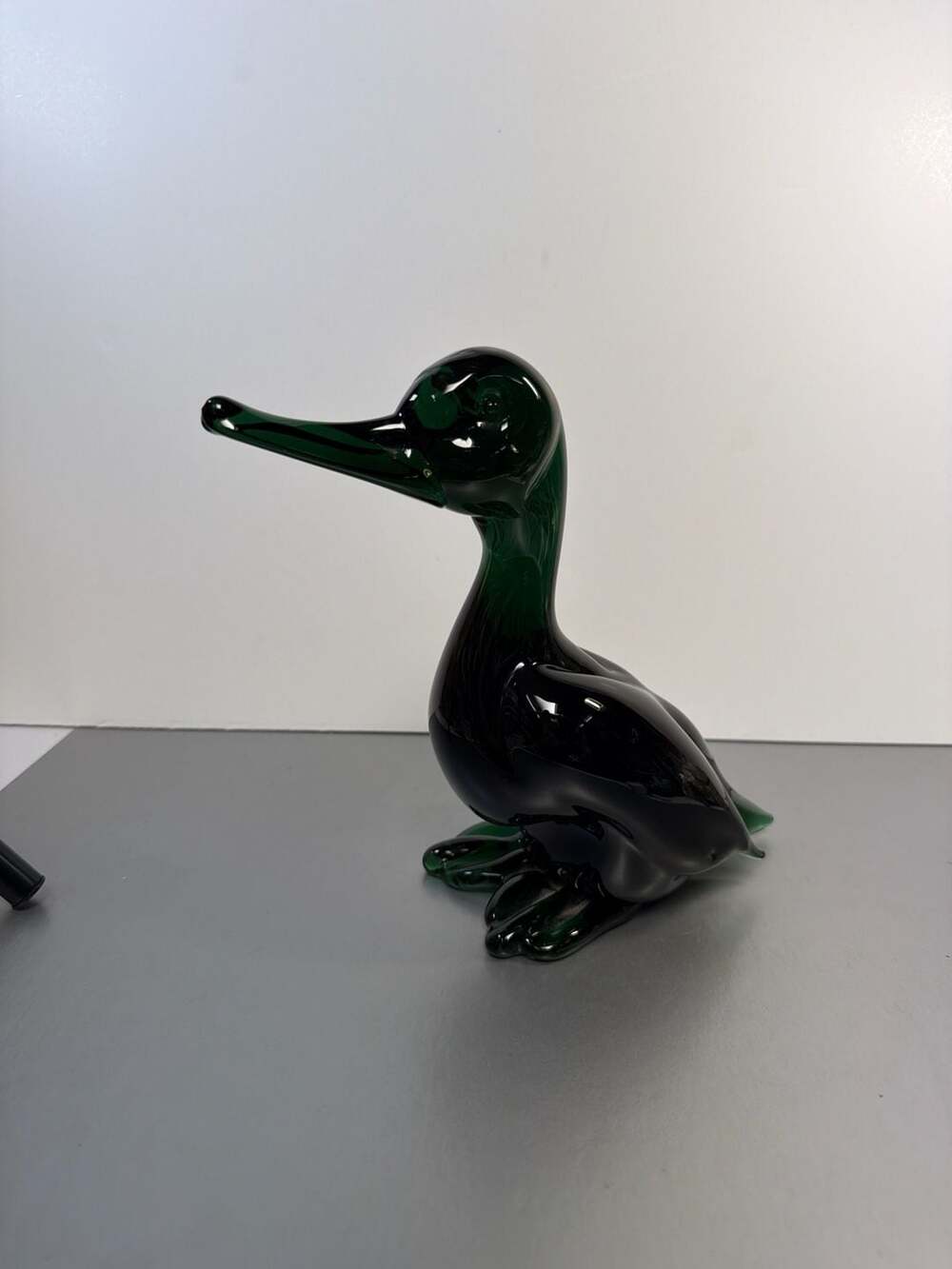 Murano Vintage Sommerso Emerald Green Art Glass Standing Duck Figurine 9"